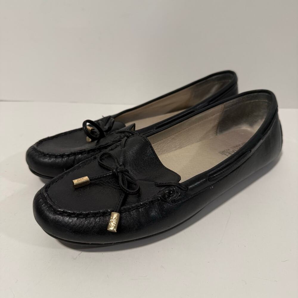 Michael Kors Women's Sutton‎ Loafer Flat Black Gold Leather 9 Slip On